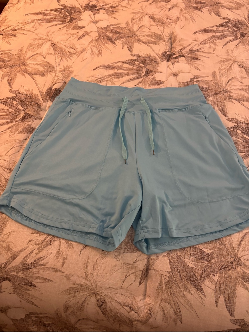 New in Package Women's Light Blue Athletic Swim Shorts with Drawstring